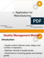 IT Appn in Manufacturing - Quality Mgmt. Module