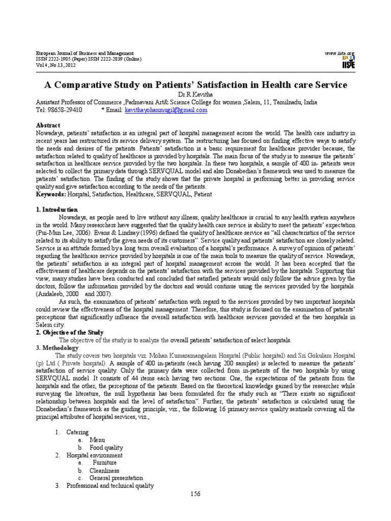 Patient Satisfaction in Healthcare Services | PDF | Health Care | Patient