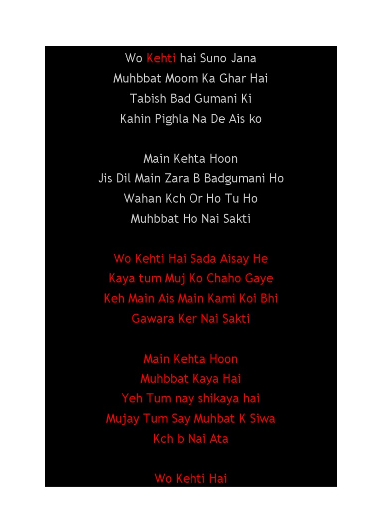 Wo Kehti Hai Suno Jana | PDF