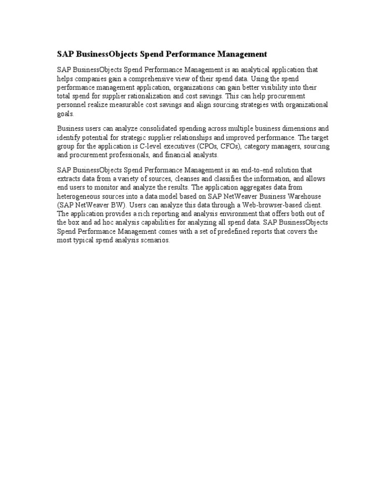 SAP Performance Management | PDF | Performance Management | Procurement
