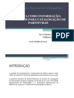 Música Como Informação: Critérios para Catalogação de Partituras