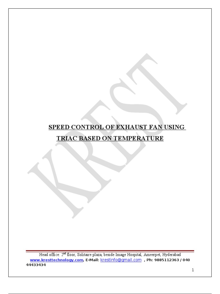 Speed Control of Exhaust Fan Using Triac Based On Temperature PDF