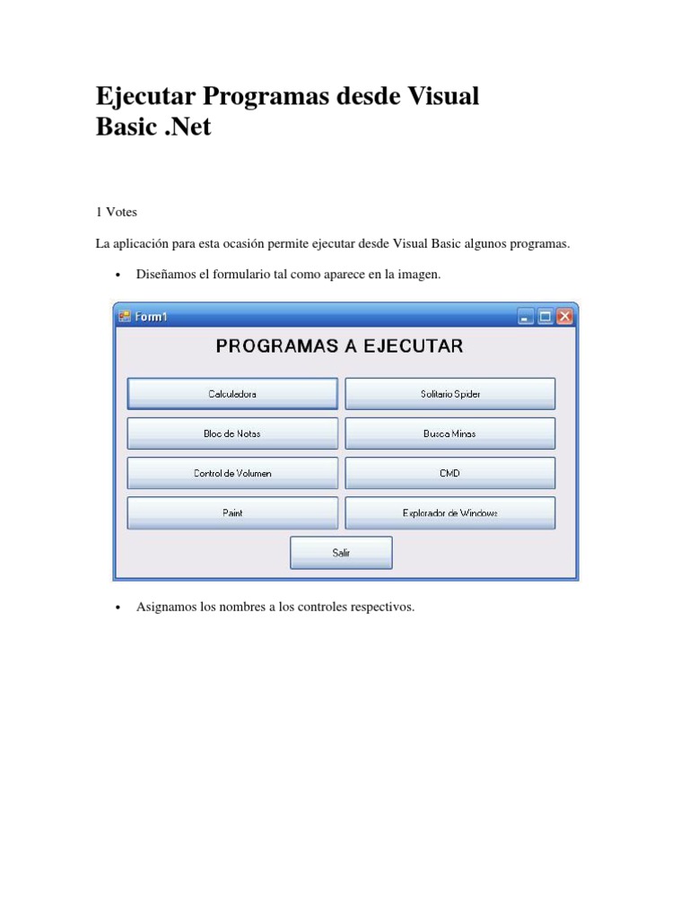 Ejecutar Programas en Visual Basic | PDF | Microsoft Windows | Software ...