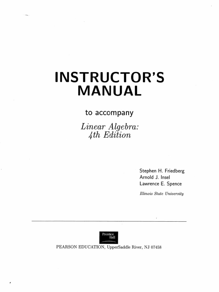 Linear Algebra Friedberg 4th Ed Solutions Manual Pdf Algebra Numerical Analysis