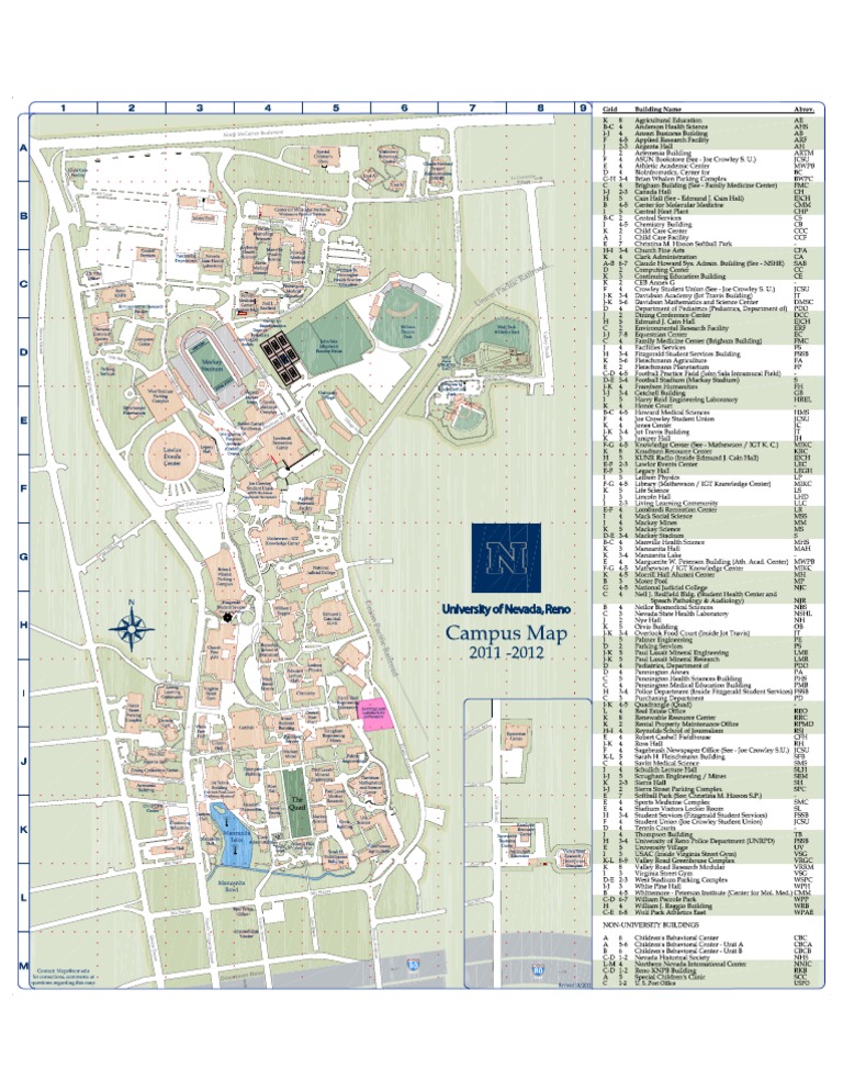 Unr Campus Map Pdf Unr Campus Map | Pdf