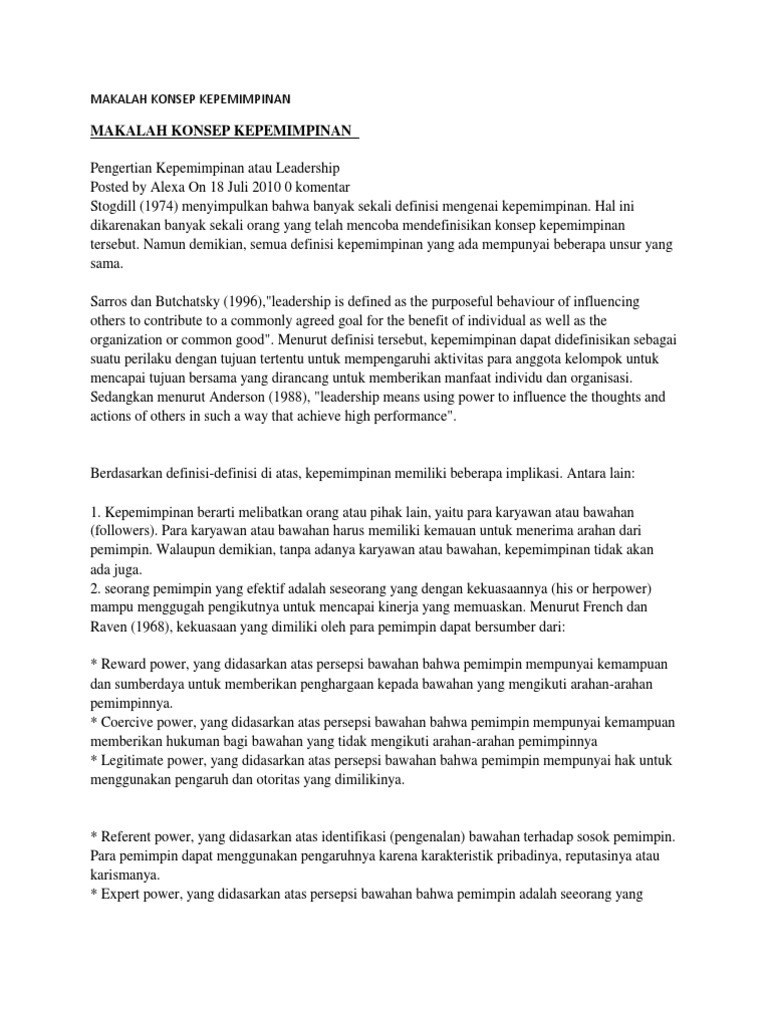 Makalah Konsep Kepemimpinan