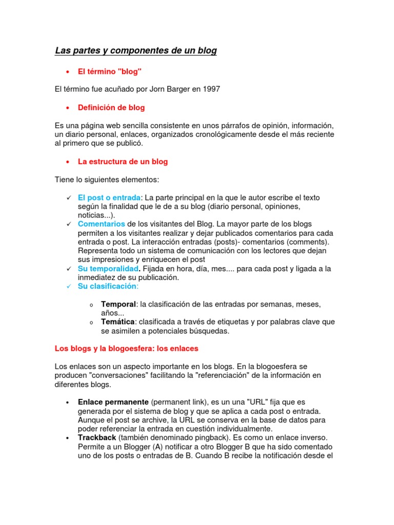 Partes y estructura de un blog | PDF | Blog | Multimedia