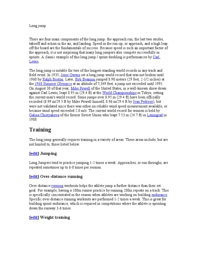 Long Jump PDF Physical Exercise Strength Training