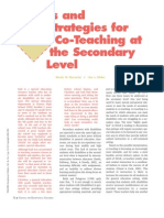 Tips and Strategies for Co Teaching at the Secondary Level