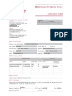 NEW Personal Pension Plan Application Form - 2012