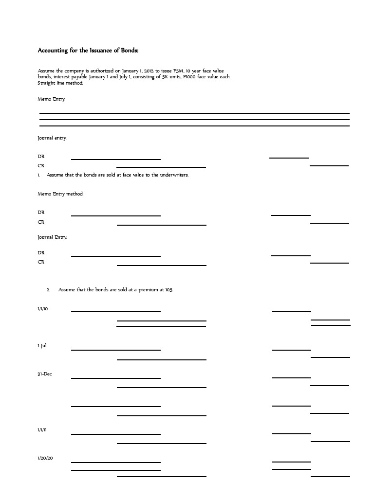 Journal Entries for Bond Issuance | PDF | Bonds (Finance) | Discounting