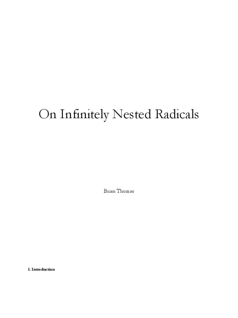 Infinitely Nested Radicals | PDF | Sequence | Limit (Mathematics)