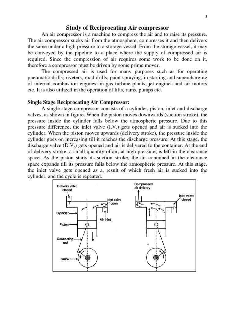 Study of Reciprocating Air Compressor PDF Gas Compressor Cylinder