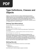 Type Definitions, Classes and Objects