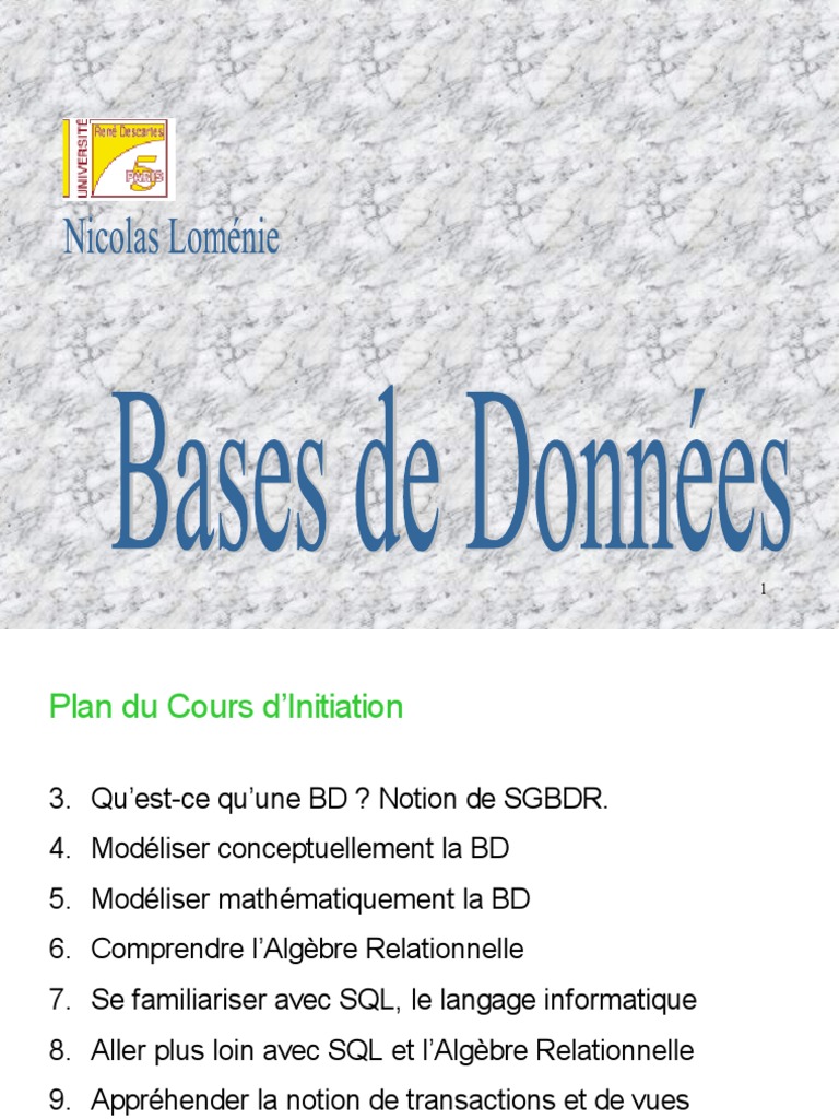 Introduction aux Bases de Données SQL | PDF | SQL | Bases de données