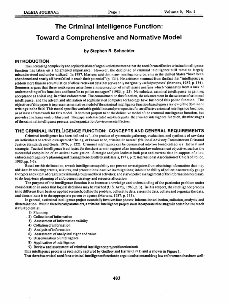 Criminal Intelligence Function Model | PDF | Intelligence Analysis ...