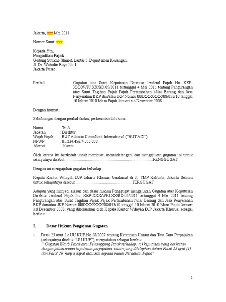 Contoh Surat Balasan Dari Kantor Pajak Alonzo News