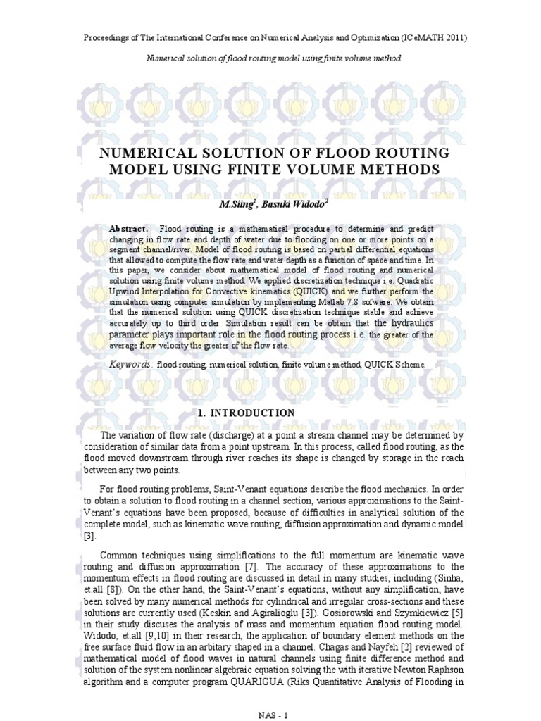 Flood Routing Model: Finite Volume Method | PDF | Numerical Analysis ...
