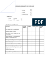 Questionnaire on Quality of Work Life