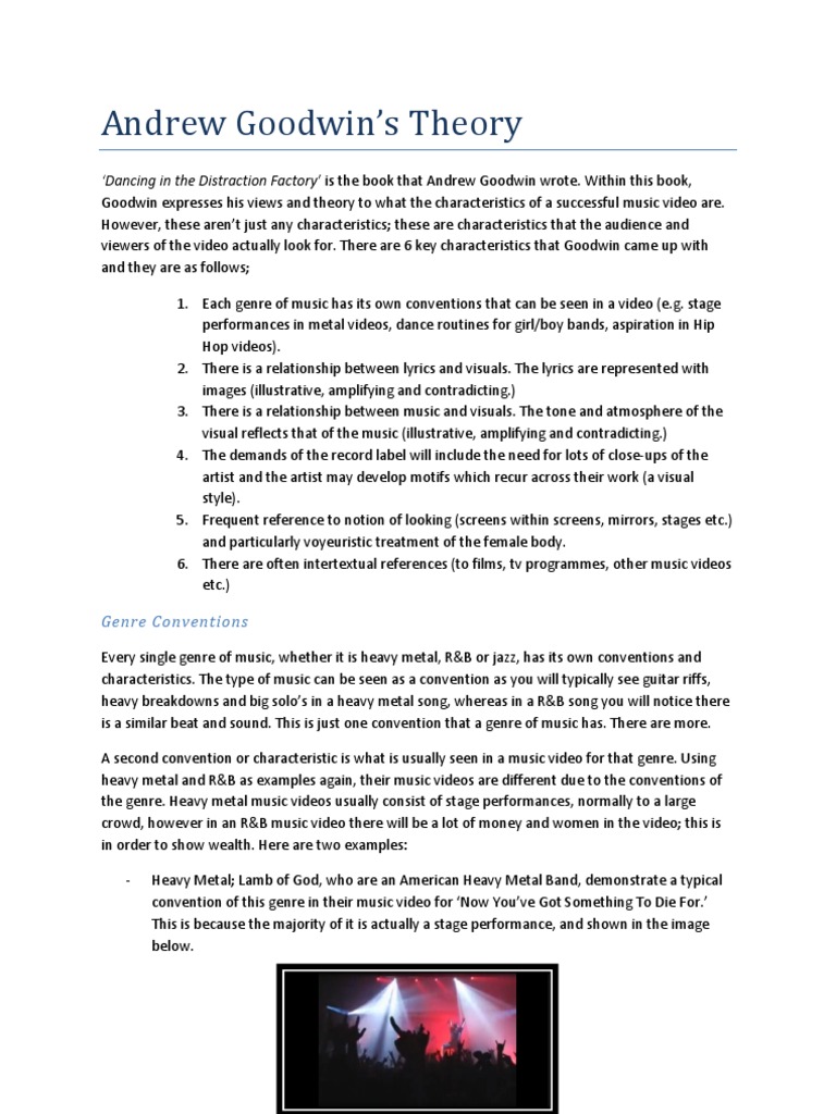 Andrew Goodwin's Theory | PDF | Heavy Metal Music | Rhythm And Blues