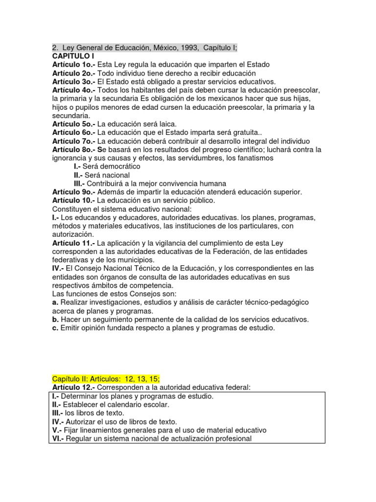Resumen de la Ley General de Educación | PDF | Educación de la primera ...