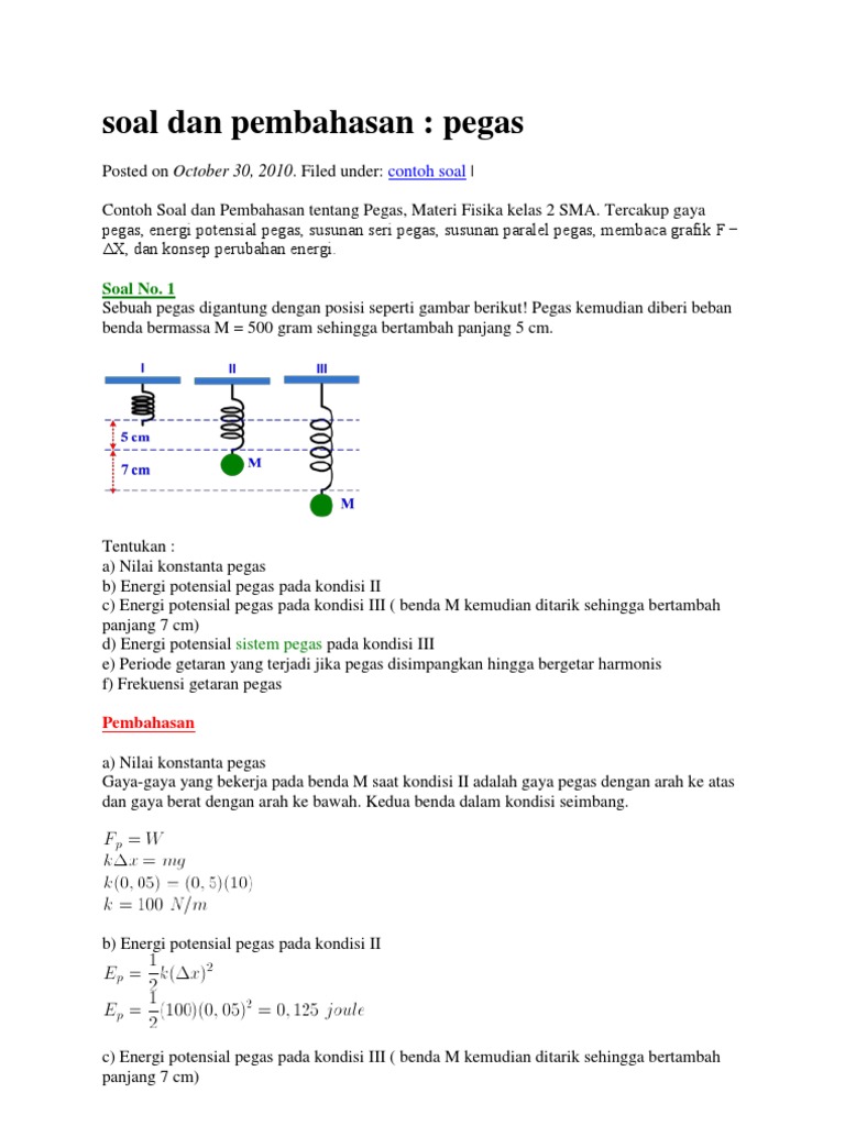 Soal Fisika Pegas Kelas 10 - Pejuang Ilmu