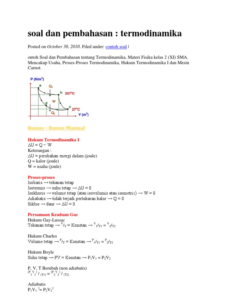 Soal Dan Pembahasan Termodinamika