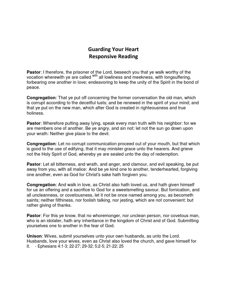 Guarding Your Heart Response Reading PDF