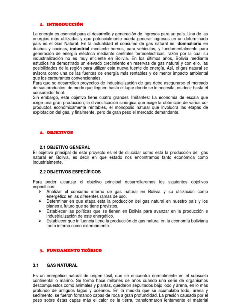 Producción y Consumo de Gas Natural en Bolivia | PDF | Petróleo | Gas ...