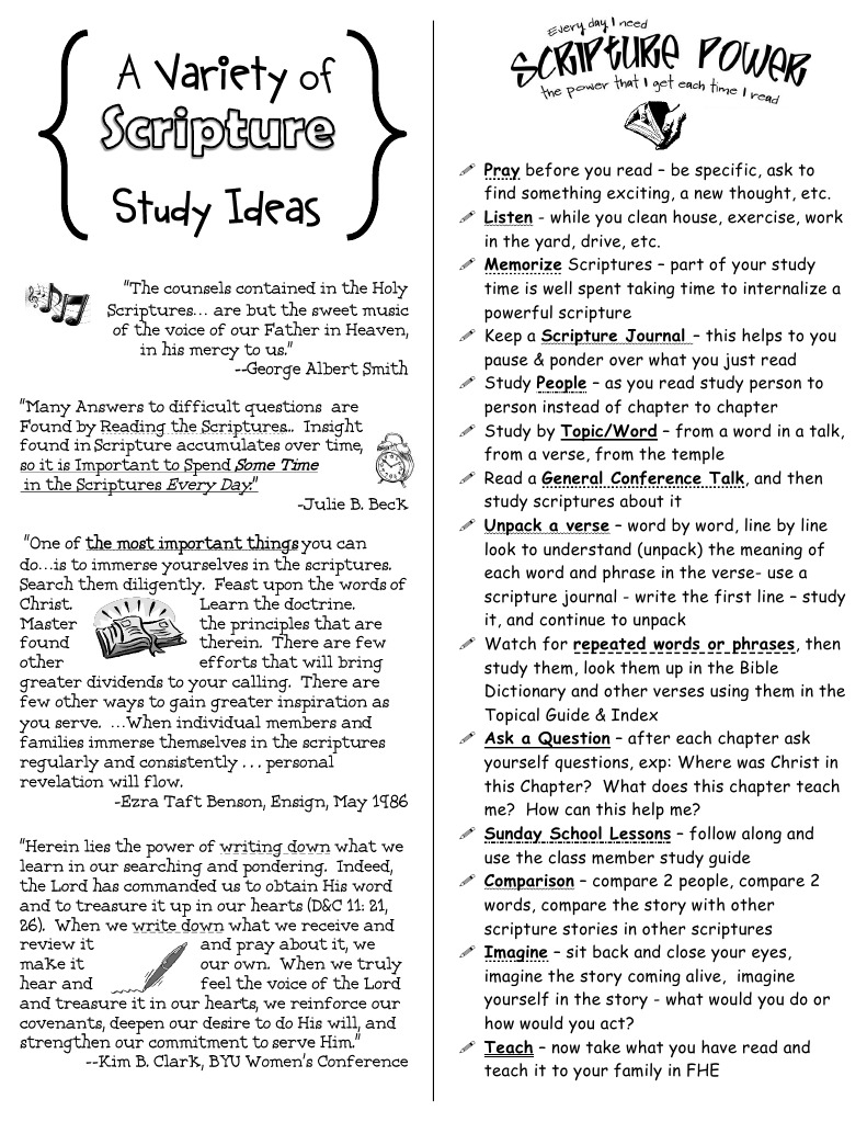 A Variety of Scripture Study Ideas | PDF | Language Arts & Discipline ...