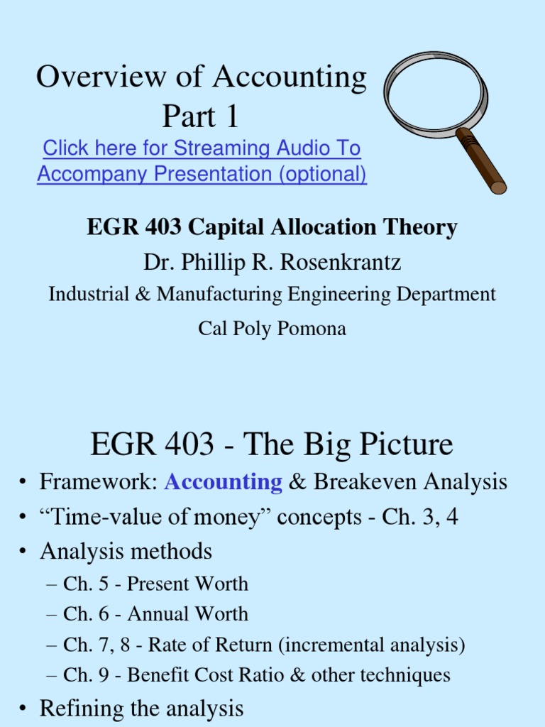 Overview of Accounting: EGR 403 Capital Allocation Theory | PDF | Net ...