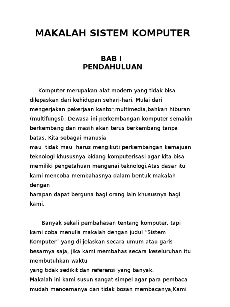 Contoh Makalah Tentang Komputer Lengkap Dikdasmen