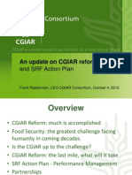 Update On The CGIAR Reform and Strategy and Results Framework (SRF) Action Plan