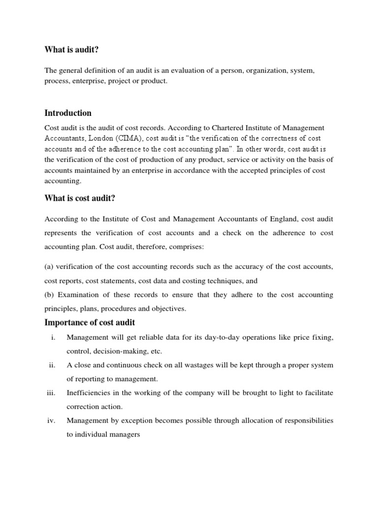 Cost Audit Programme Speech PDF Financial Audit Accounting