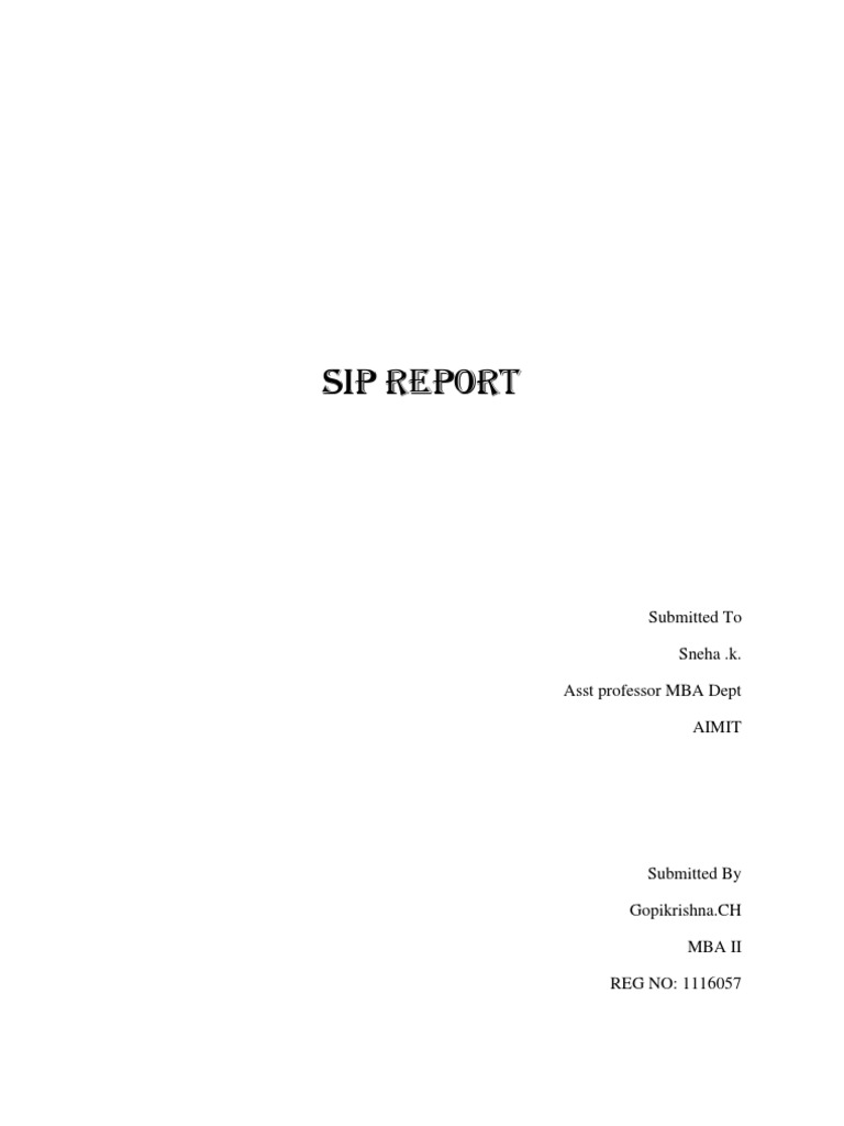 SIP Report Submission by Gopikrishna | PDF