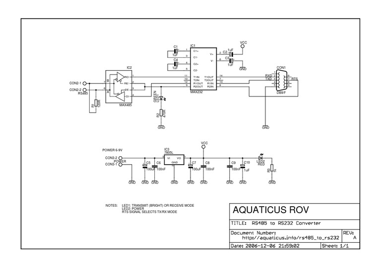 RS485 to RS232 Converter Schematic