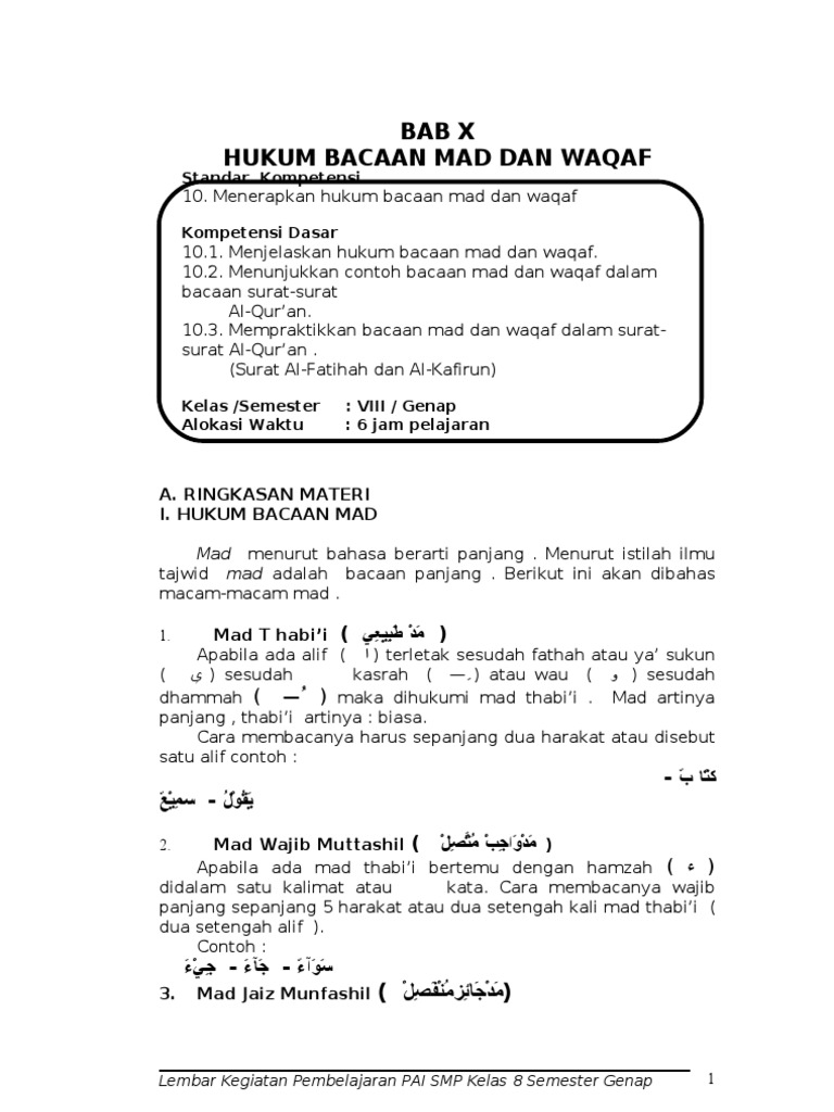 Contoh Hukum Bacaan Mad Wajib Muttasil - Berbagai Contoh