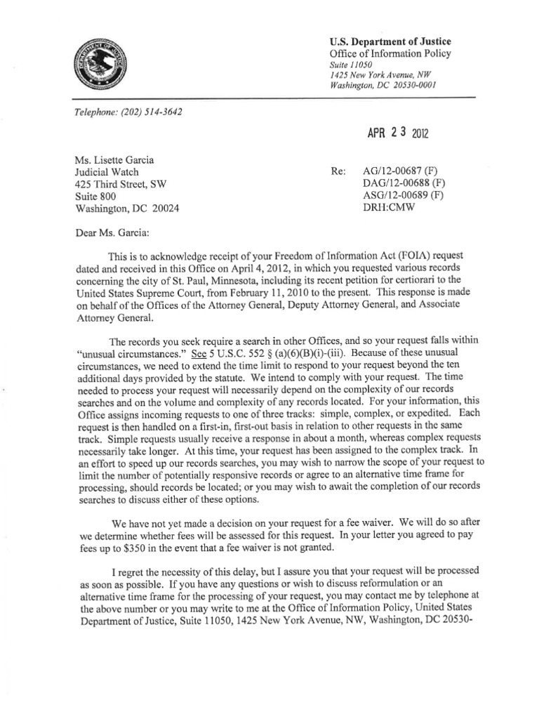 DOJ Acknowledgement Letter PDF