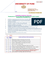 University of Pune: Examination Circular No. 18 of 2012