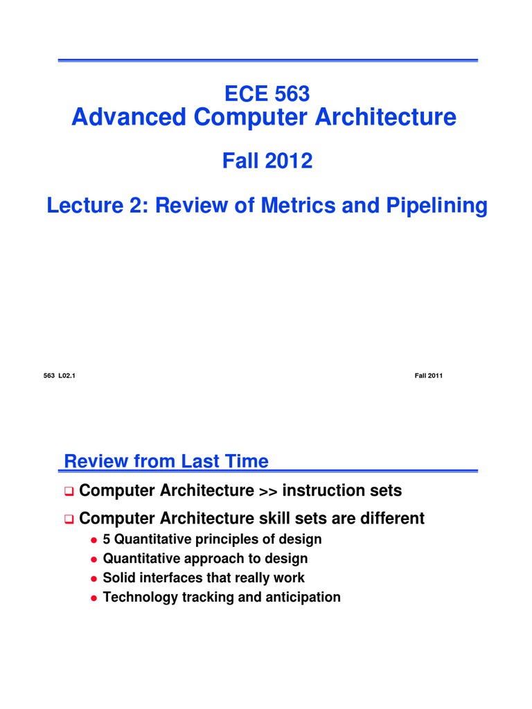 Advanced Computer Architecture: 563 L02.1 Fall 2011 | PDF | Instruction ...