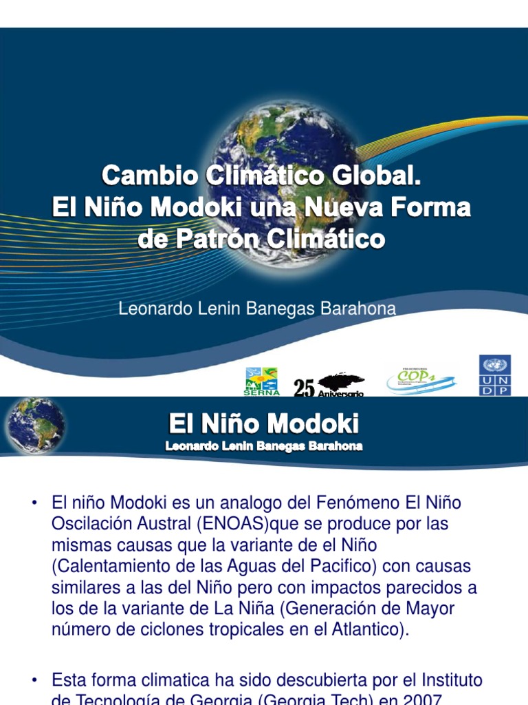 3. El Fenomeno de El Niño Modoki El niño Ciclones tropicales