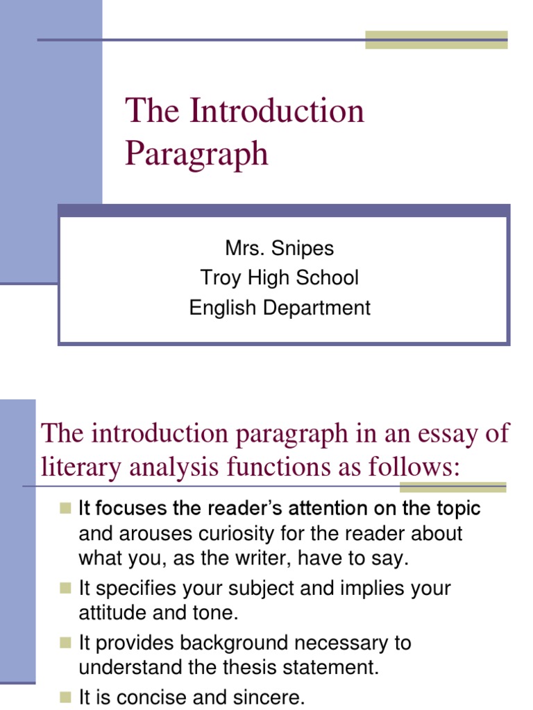 Crafting High School Intro Paragraphs | PDF | Essays | Leadership