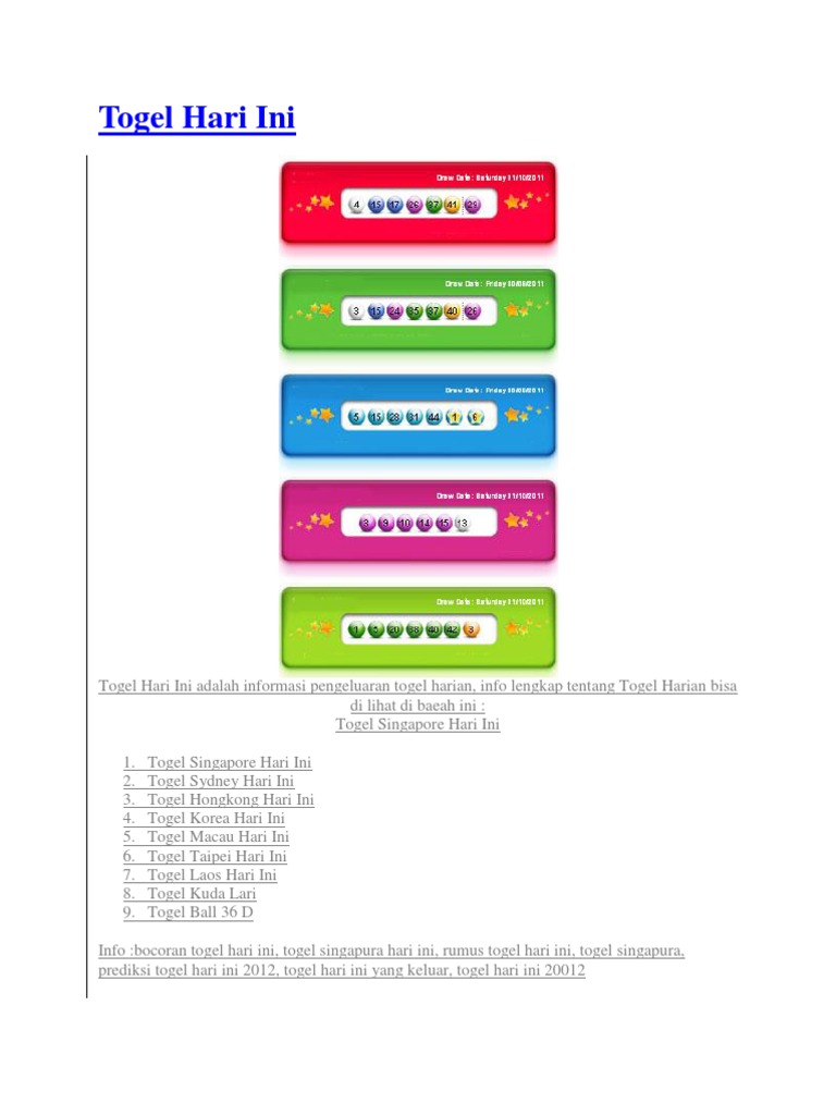 Togel Hari Ini | Pdf