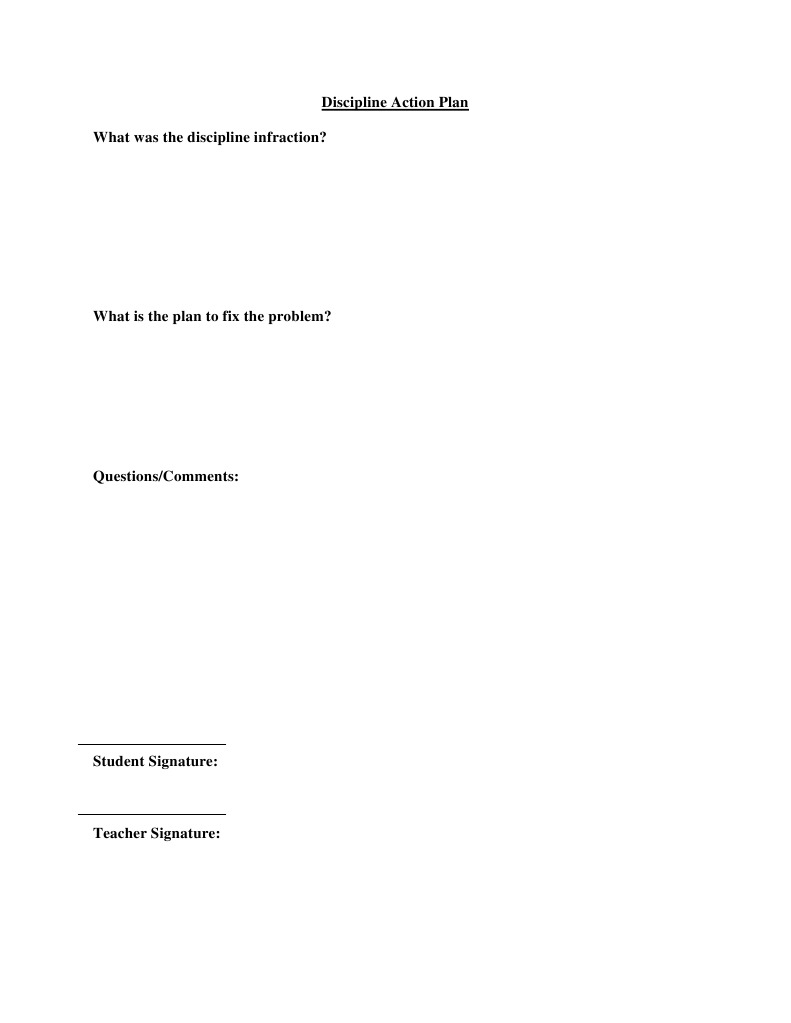 Student Discipline Action Plan Template | PDF
