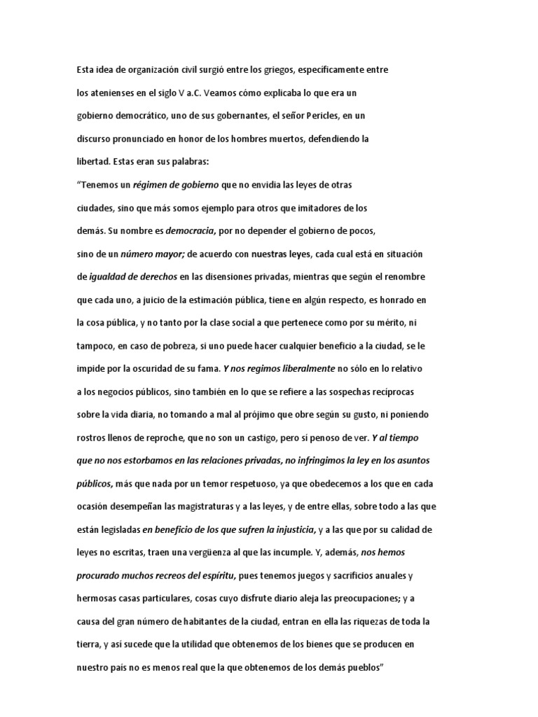 Pericles y la esencia de la democracia | PDF