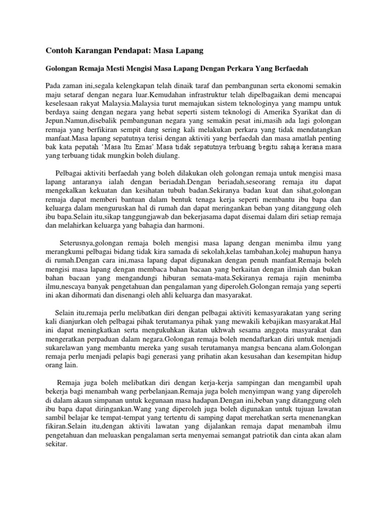Contoh Karangan Pendapat Pdf