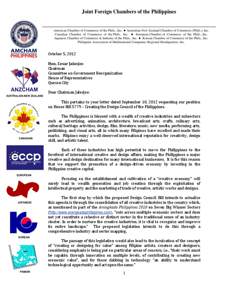 JFC Letter To QC Rep. Cesar Jalosjos On HB 5779 Creating The Design ...