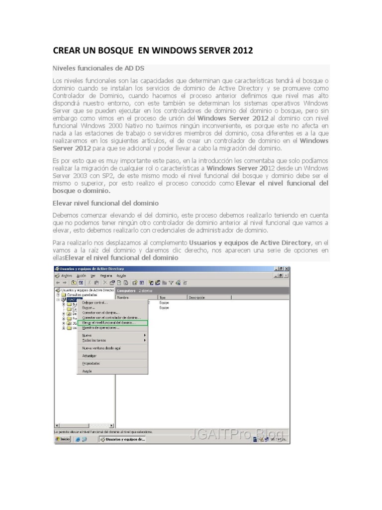 Crear Un Bosque en Windows Server 2012 | PDF | Directorio Activo ...
