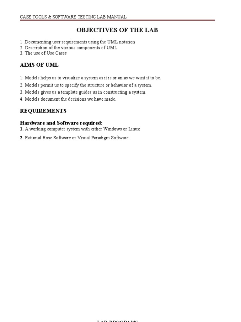 Uml Lab Manual PDF Use Case Class Programming)