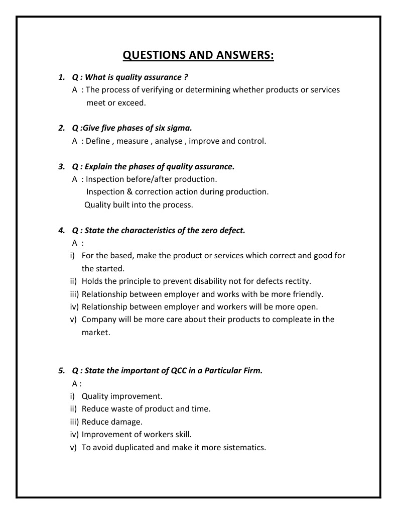 Quality Assurance Q&A Overview | PDF